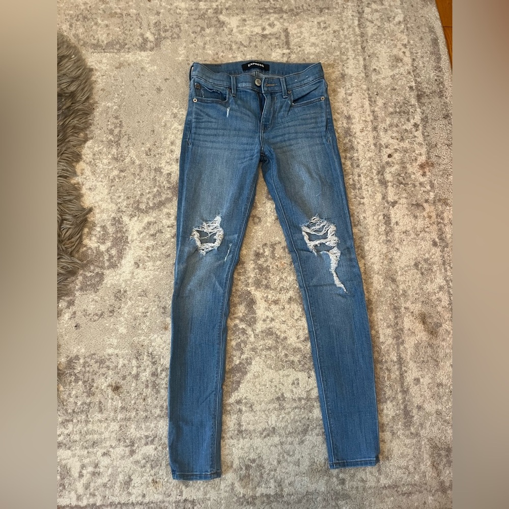 Express distressed skinny jeans size 0